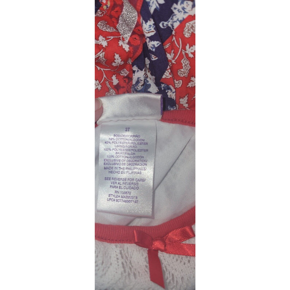 Blueberi Boulevard Girls 3T Red White Blue Diamond Pattern Quilt Look Dress - Picture 4 of 4